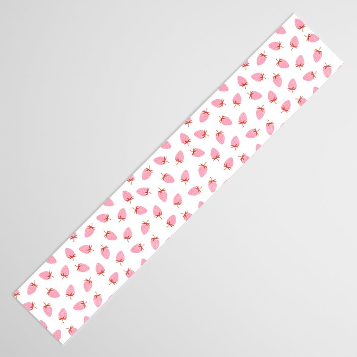 Sweet Strawberries - pink and red on white Table Runner Gallery Image 3