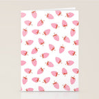 Sweet Strawberries - pink and red on white Stationery Card Gallery Image 2