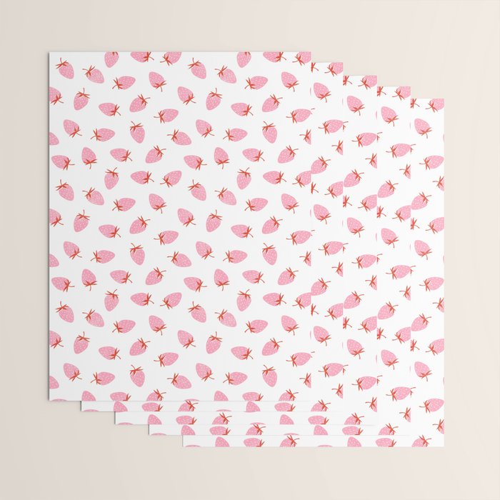 Sweet Strawberries - pink and red on white Wrapping Paper Gallery Image 3