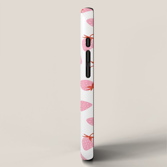 Sweet Strawberries - pink and red on white iPhone Case Gallery Image 2