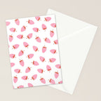 Sweet Strawberries - pink and red on white Stationery Card Gallery Image 2