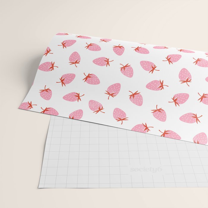 Sweet Strawberries - pink and red on white Wrapping Paper Gallery Image 2