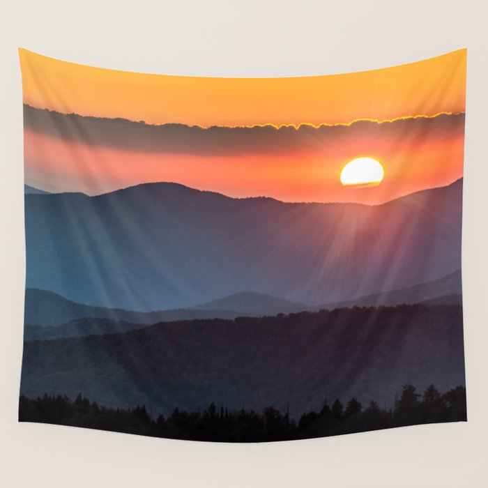 Smoky Mountain National Park Sunset - 19/365 Wall Tapestry Gallery Image 1