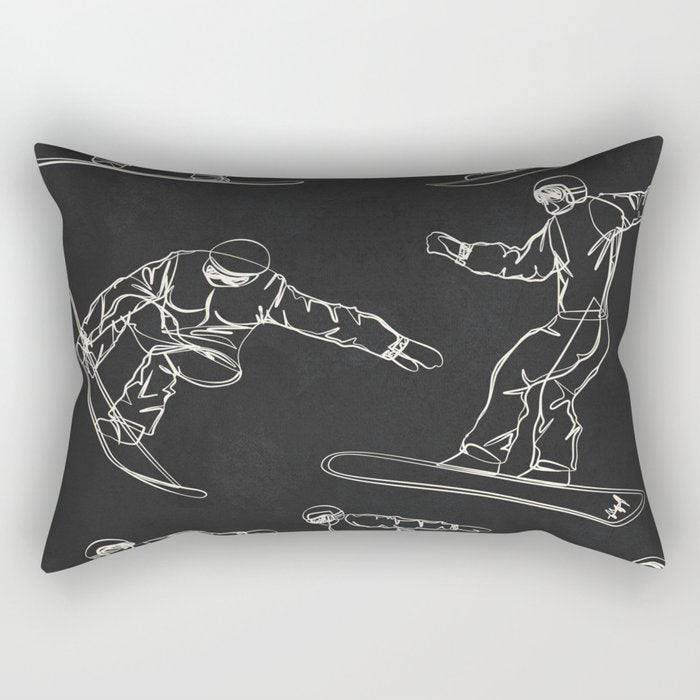 Minimal Snowboarders Line Art 1 Rectangular Pillow Gallery Image 1