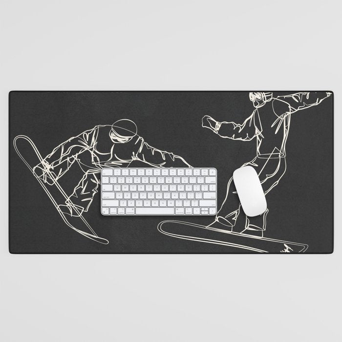Minimal Snowboarders Line Art 1 Desk Mat Gallery Image 1