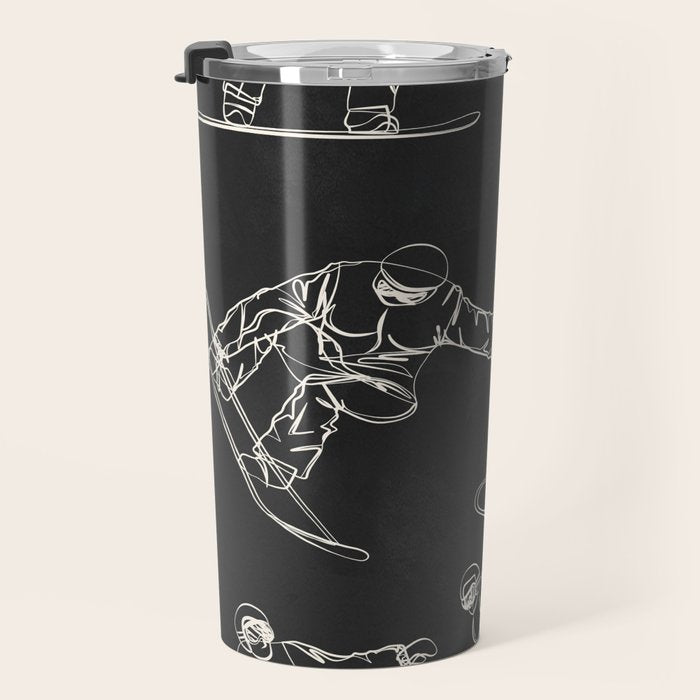 Minimal Snowboarders Line Art 1 Travel Mug Gallery Image 3