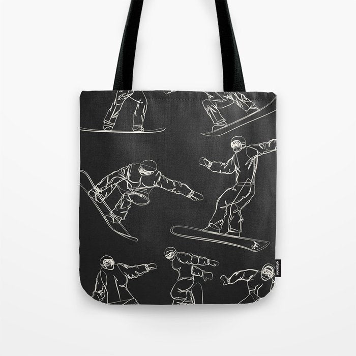 Minimal Snowboarders Line Art 1 Tote Bag Gallery Image 1