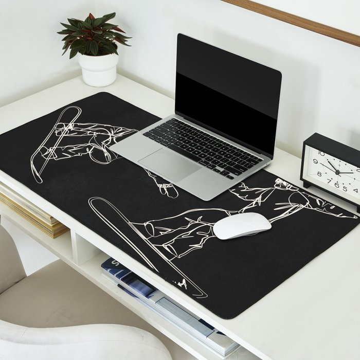 Minimal Snowboarders Line Art 1 Desk Mat Gallery Image 2