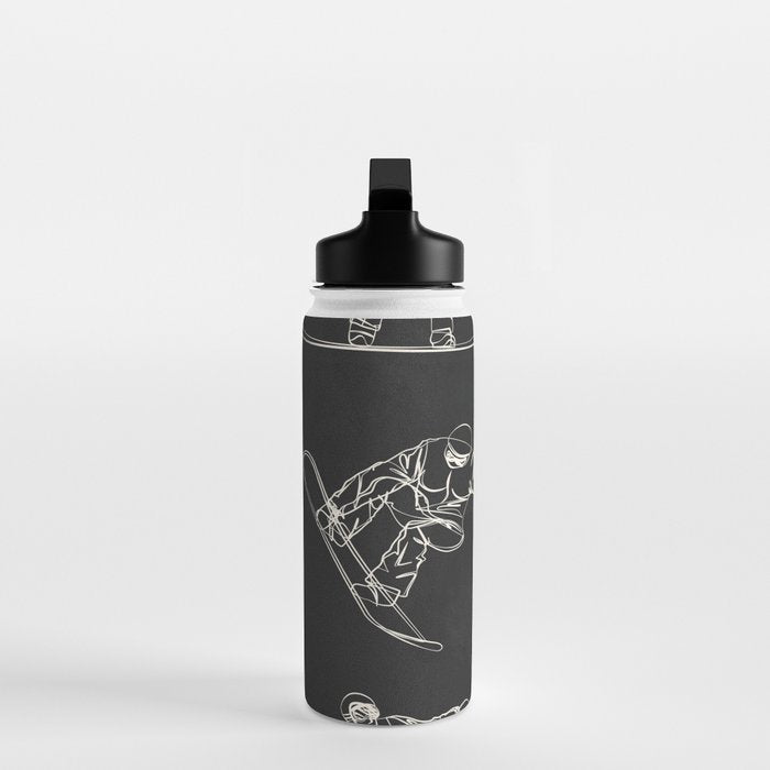 Minimal Snowboarders Line Art 1 Water Bottle Gallery Image 3