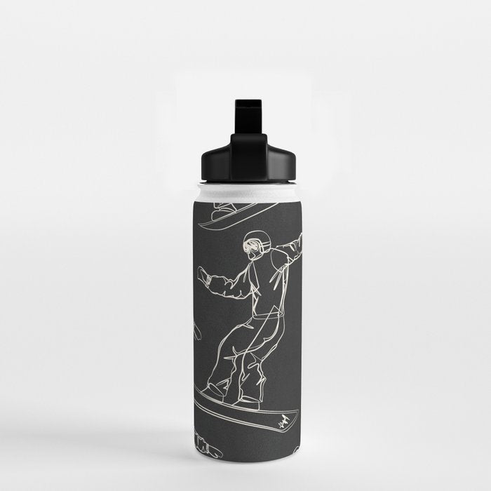 Minimal Snowboarders Line Art 1 Water Bottle Gallery Image 2
