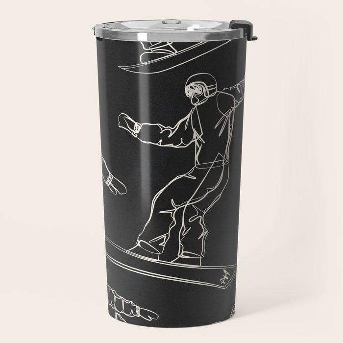 Minimal Snowboarders Line Art 1 Travel Mug Gallery Image 2