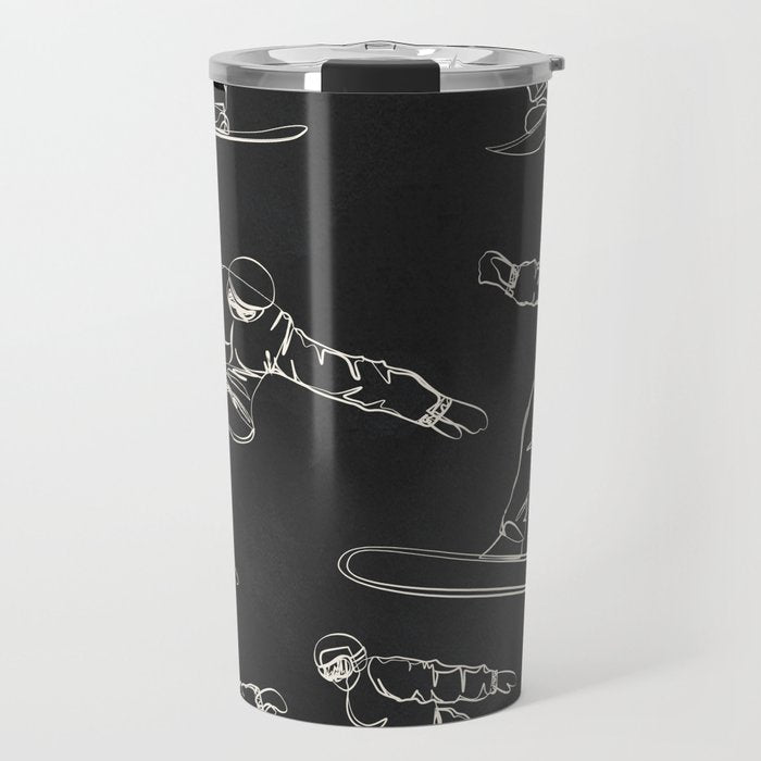 Minimal Snowboarders Line Art 1 Travel Mug Gallery Image 1