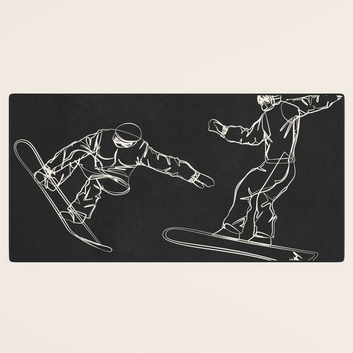 Minimal Snowboarders Line Art 1 Desk Mat Gallery Image 3