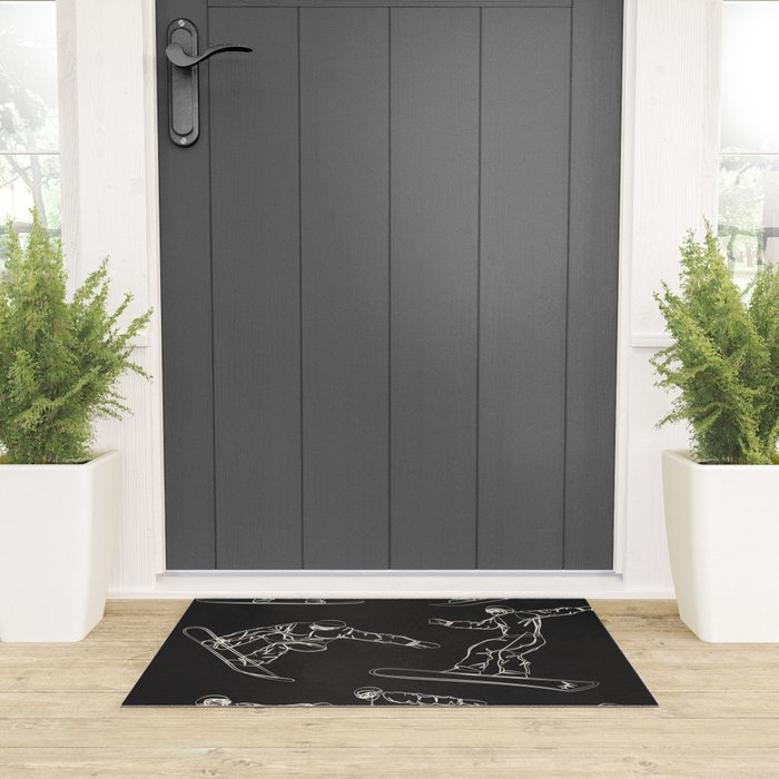 Minimal Snowboarders Line Art 1 Welcome Mat Gallery Image 3