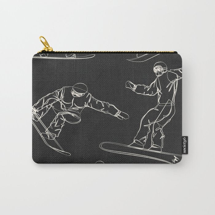 Minimal Snowboarders Line Art 1 Carry All Pouch Gallery Image 1