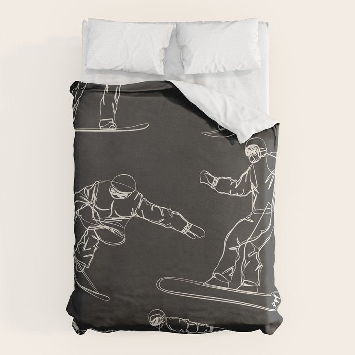 Minimal Snowboarders Line Art 1 Duvet Cover Gallery Image 6