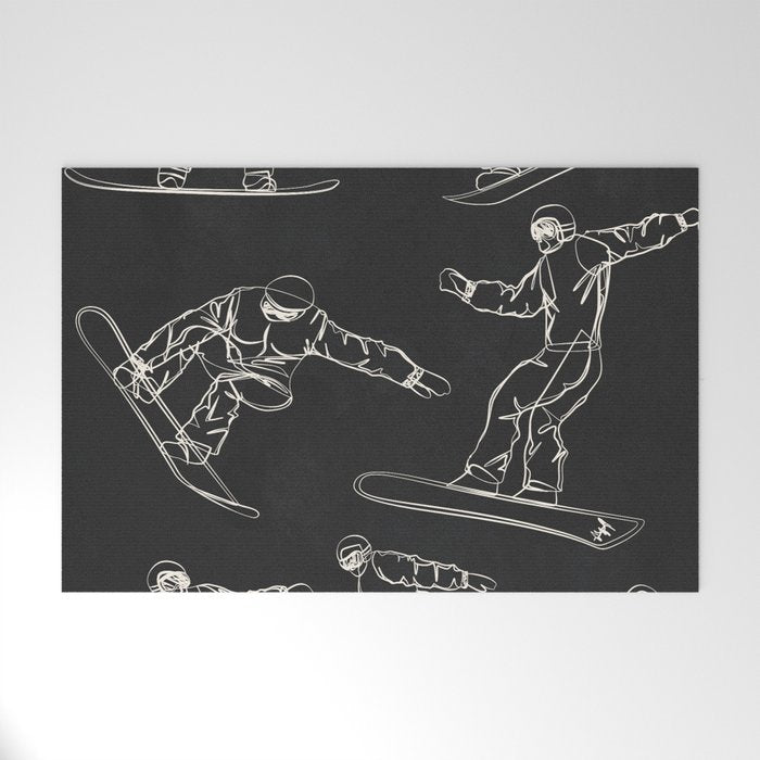 Minimal Snowboarders Line Art 1 Welcome Mat Gallery Image 1