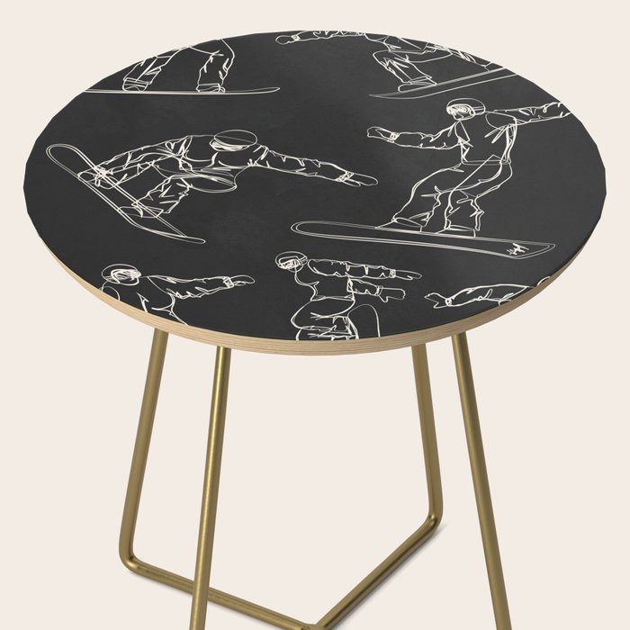 Minimal Snowboarders Line Art 1 Side Table Gallery Image 2