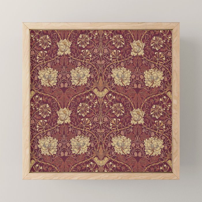 William Morris Vintage Honeysuckle & Tulip Red Brick Russet Floral Mini Art Print Gallery Image 1