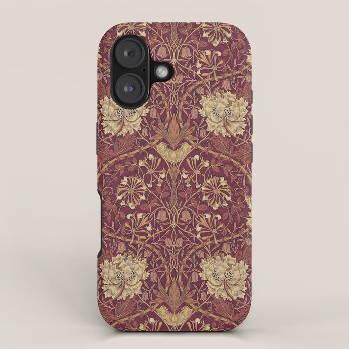 William Morris Vintage Honeysuckle & Tulip Red Brick Russet Floral iPhone Case Gallery Image 1