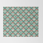 Christmas Dogs Festive Furry Holiday Ornaments Damask Dark Green  Throw Blanket Gallery Image 2