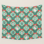 Christmas Dogs Festive Furry Holiday Ornaments Damask Dark Green  Wall Tapestry Gallery Image 4
