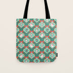 Christmas Dogs Festive Furry Holiday Ornaments Damask Dark Green  Tote Bag Gallery Image 1