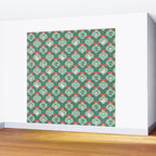 Christmas Dogs Festive Furry Holiday Ornaments Damask Dark Green  Wall Mural Gallery Image 2