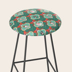 Christmas Dogs Festive Furry Holiday Ornaments Damask Dark Green  Stool Gallery Image 2