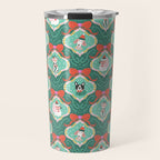 Christmas Dogs Festive Furry Holiday Ornaments Damask Dark Green  Travel Mug Gallery Image 1