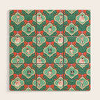 Christmas Dogs Festive Furry Holiday Ornaments Damask Dark Green  Wood Wall Art Gallery Image 1