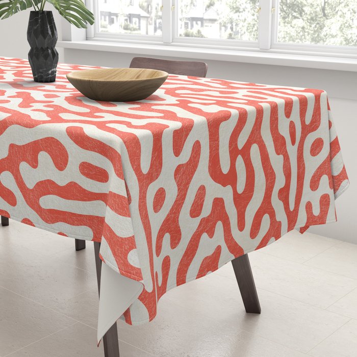 Living Coral Organic Pattern 2 Tablecloth Gallery Image 3