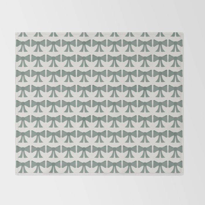 Vintage Bows II Green Throw Blanket Gallery Image 2