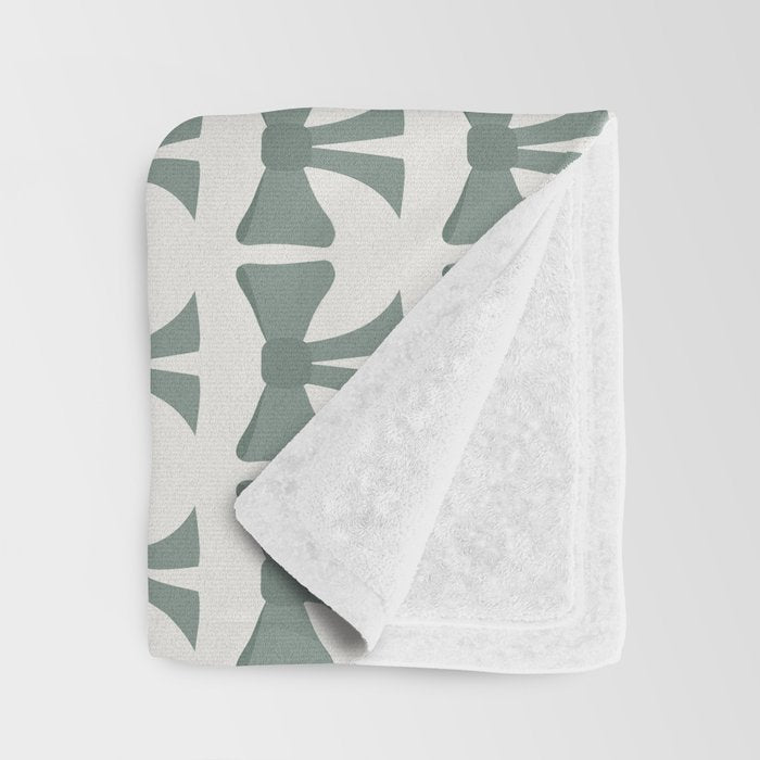 Vintage Bows II Green Throw Blanket Gallery Image 3