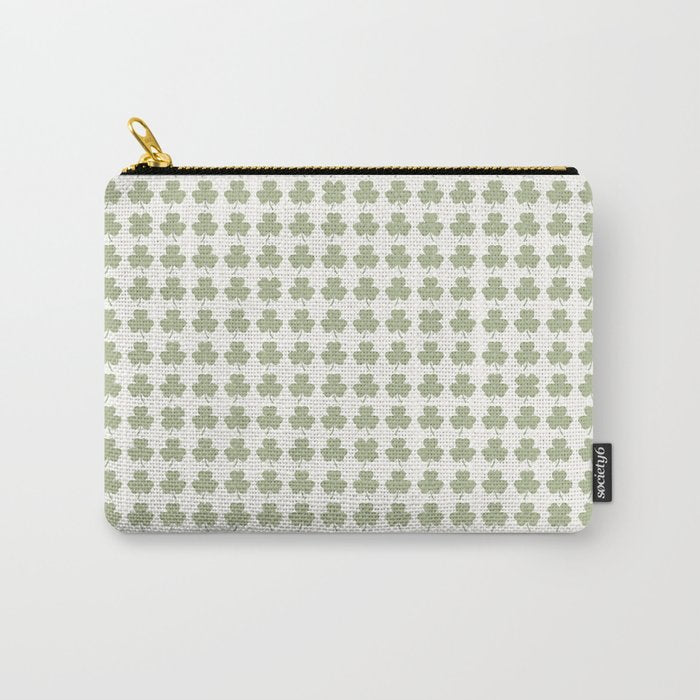 Clovers XXV Natural Green Botanical Pattern Carry All Pouch Gallery Image 1