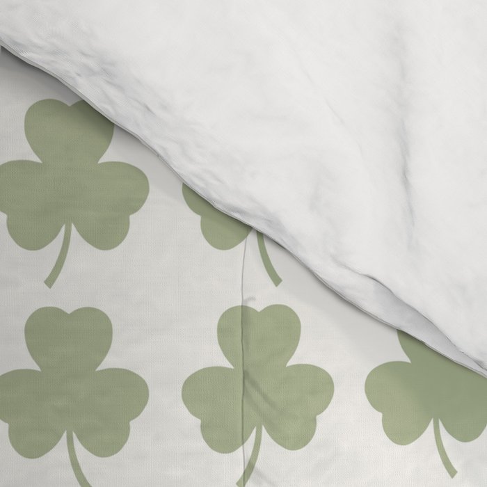 Clovers XXV Natural Green Botanical Pattern Comforter Gallery Image 4