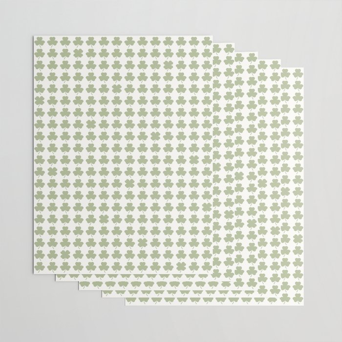Clovers XXV Natural Green Botanical Pattern Wrapping Paper Gallery Image 3