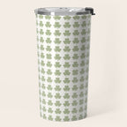 Clovers XXV Natural Green Botanical Pattern Travel Mug Gallery Image 2