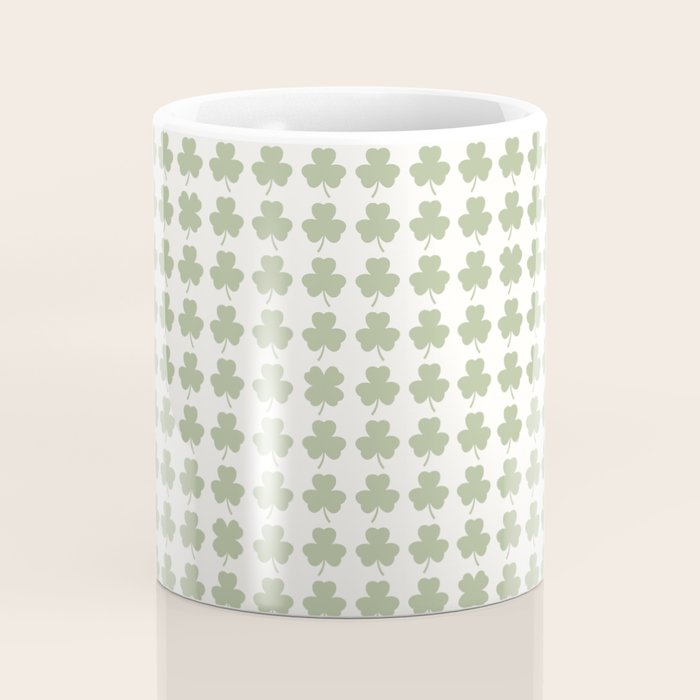 Clovers XXV Natural Green Botanical Pattern Coffee Mug Gallery Image 4