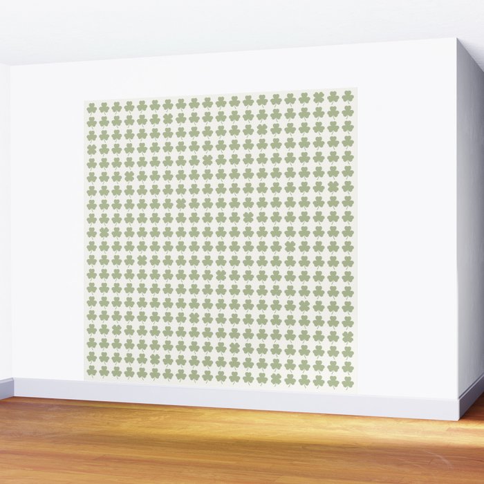 Clovers XXV Natural Green Botanical Pattern Wall Mural Gallery Image 2