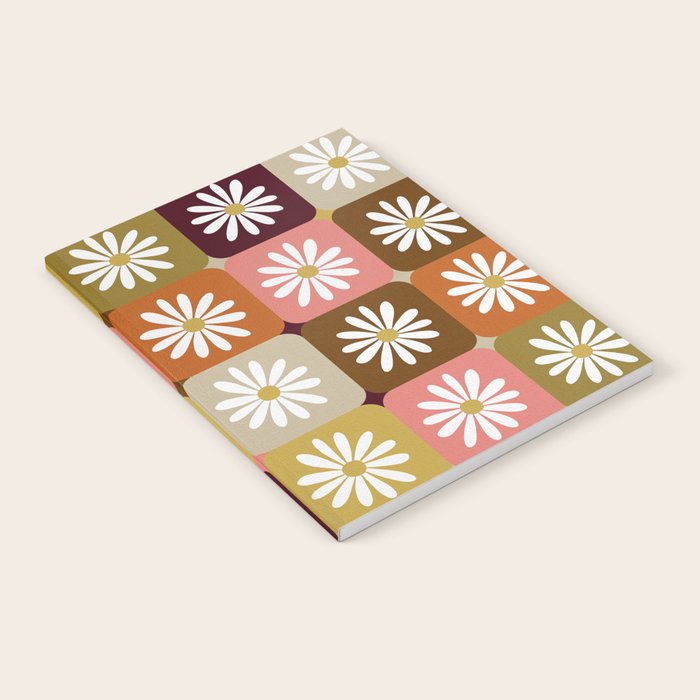 Checkered Daisies - 70s Citrus Notebook Gallery Image 1