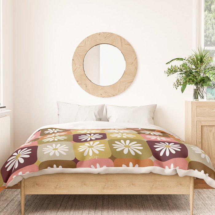 Checkered Daisies - 70s Citrus Duvet Cover Gallery Image 3