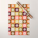 Checkered Daisies - 70s Citrus Wrapping Paper Gallery Image 1
