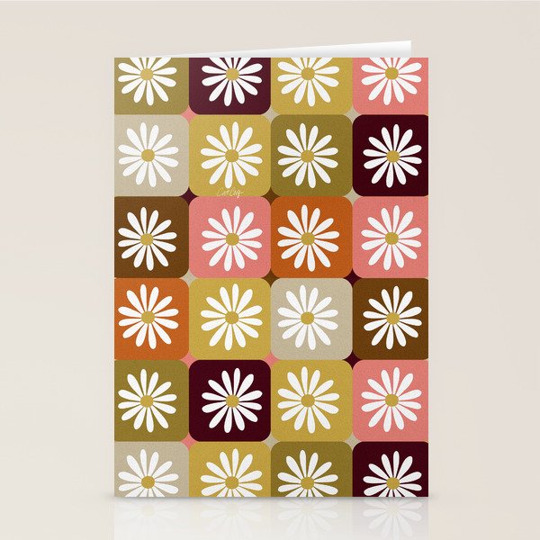 Checkered Daisies - 70s Citrus Stationery Card Gallery Image 2