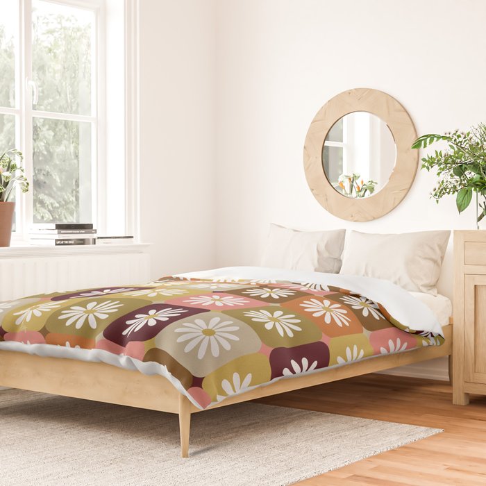 Checkered Daisies - 70s Citrus Duvet Cover Gallery Image 2