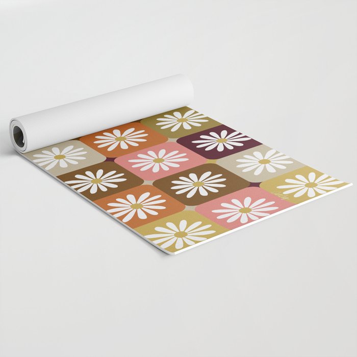 Checkered Daisies - 70s Citrus Yoga Mat Gallery Image 2