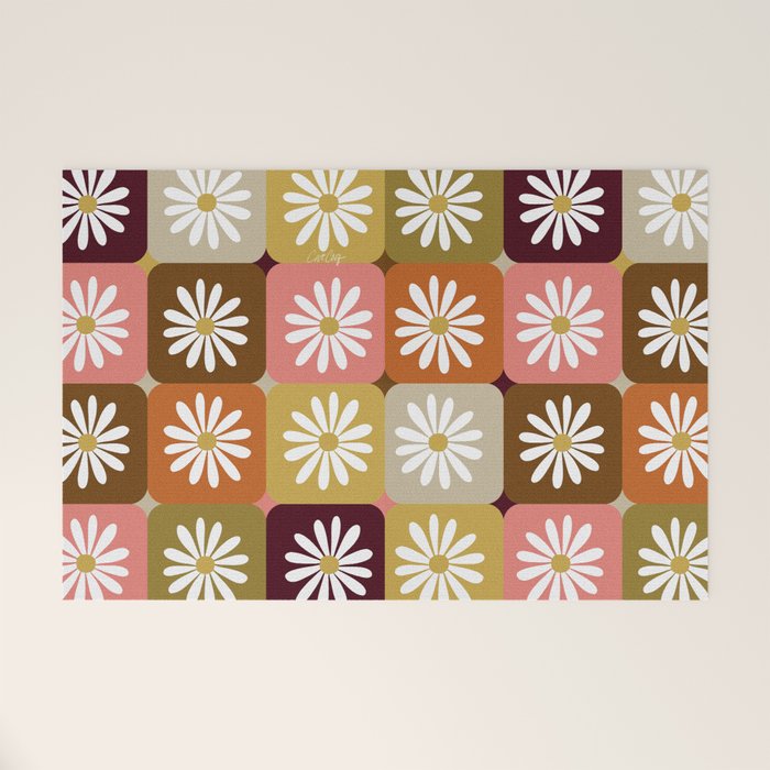 Checkered Daisies - 70s Citrus Welcome Mat Gallery Image 1