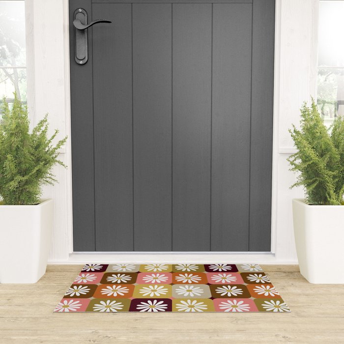 Checkered Daisies - 70s Citrus Welcome Mat Gallery Image 3