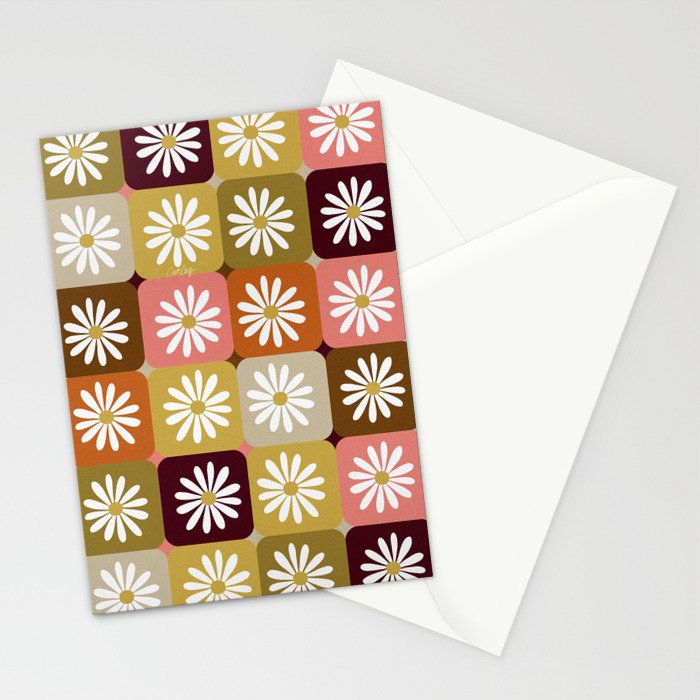 Checkered Daisies - 70s Citrus Stationery Card Gallery Image 2
