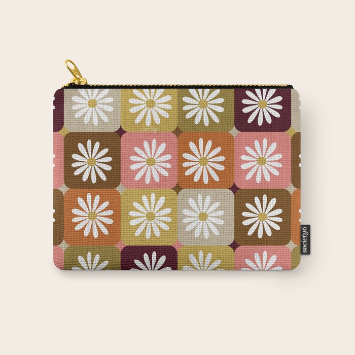 Checkered Daisies - 70s Citrus Carry All Pouch Gallery Image 1